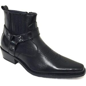 Alberto Fellini Cowboy Boots Western Ankle Leather Lining Side Zipper Shoes 8.5